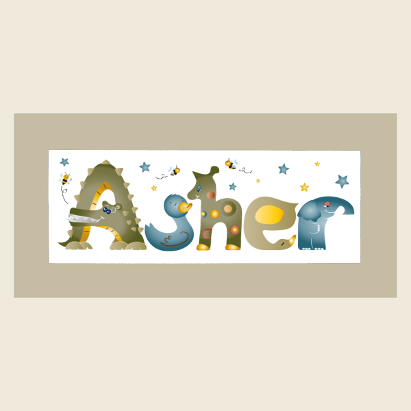 Unframed Name Art - Asher - Anna Marie's ABCs